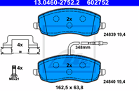 Колодки тормозные дисковые передние 13046027522 от производителя ATE