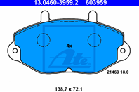 Колодки тормозные дисковые передние 13046039592 от компании ATE