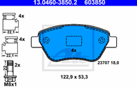 Колодки тормозные дисковые передние 13046038502 от производителя ATE