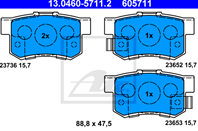 13.0460-5711.2_=D5056M-01=Y05-559WK !колодки дисковые з. Honda Shuttle/Odyssey