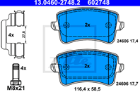 Колодки audi a4/a5/q5 1.8-2.0tfsi/2.7-3.0tdi/3.2fsi 07- зад (без датчика)