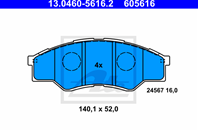 Колодки тормозные дисковые передние 13046056162 от фирмы ATE