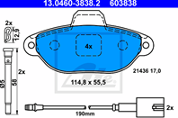 13.0460-3838.2_!колодки дисковые п. renault megane ii 1.4i 16v 82hp 03&gt