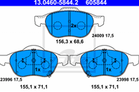 Колодки тормозные дисковые 13046058442 от производителя ATE