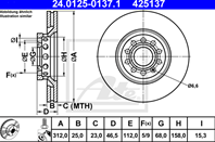 Диск торм audi a4 b6/a6 c5/vw passat b5 97- пер вент 312x25