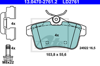 КОЛОДКИ HAM CERAMIC ATE 13.0470-2761.2 CITROEN C4 1.4 95KM  1.6 16V 156KM 09-