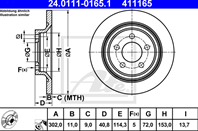24.0111-0165.1_диск тормозной задний! mazda 5 1.8/2.0/2.0td 05&gt