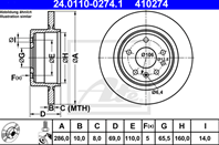 Диск торм saab 9-5 2.0-3.0t/2.2tid 97- зад не вент 286x10