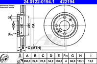 24.0122-0194.1_диск тормозной передний! Citroen C3/Xsara  Peugeot 206 1.1-2.0HD