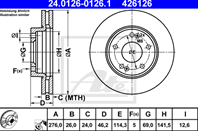 24.0126-0126.1_диск тормозной передний! hyundai santa fe/trajet 2.0 00&gt