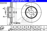 24.0122-0179.1_диск тормозной передний! Nissan Almera/Primera 1.5-2.2D 98&gt