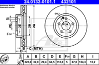 Диск торм mer w204/w212 07- 3.0-3.5 пер вент 322x32