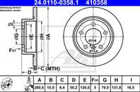 Диск тормозной задн  MINI: MINI COUNTRYMAN Cooper/Cooper D/Cooper D ALL4/Cooper S/Cooper S ALL4/Coo...