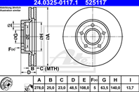 Диск торм. FORD FOCUS II C-MAX 1.4-1.8L 2004=&gt/VOLVO C30 C70 S40 V50 (POWER DISC)
