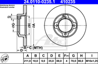 Диск тормозной передн, DAIHATSU: CUORE II 0.8/0.8 4WD 85-90, CUORE IV 0.8 94-98, CUORE V 0.8 96-98