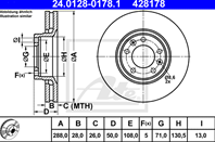 Диск тормозной передн  CITROEN: XM 2.5 TD/3.0 V6 94-00  XM Break 2.5 TD/3.0 V6 94-00