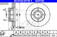 24.0122-0118.1 диск тормозной передний! audi 80/90/100 1.8-2.0d &lt91