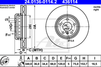 24.0136-0114.2_диск тормозной передний! правый BM