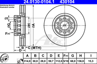 24.0130-0104.1_диск тормозной передний! audi a6/a