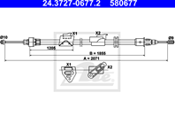 Трос ручника frd galaxy/mondeo/s-max 06- r l=2071m