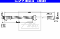 Шланг торм cit с3 02-/xsara/picasso/berlingo 96-/pgt partner 00- зад l/r (l460mm)
