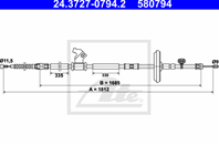 24.3727-0794.2_трос ручника opl astra j/gtc/chv cr