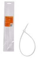 Стяжки (хомуты) кабельные 3,6*300 мм, пластиковые, белые, 10 шт.